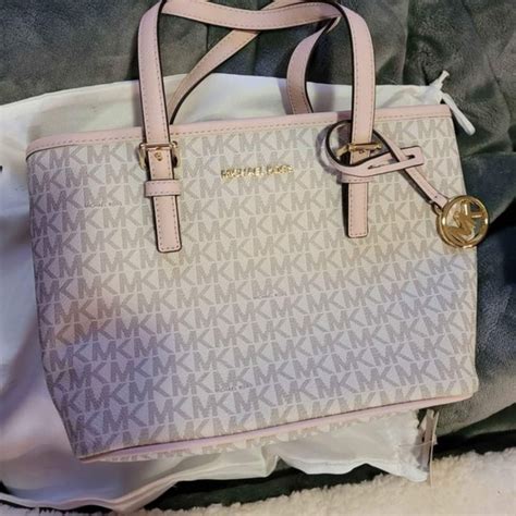michael kors pink and white bag